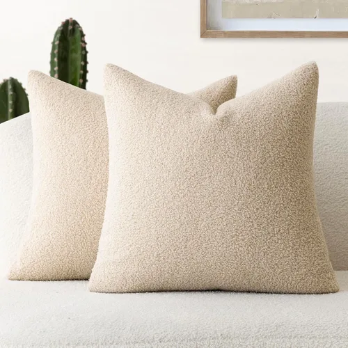 Vista 19 de Foindtower Paquete de 2 fundas de cojín decorativas de pelo sintético rizado, suave y mullida, con cremallera, acogedora funda de almohada