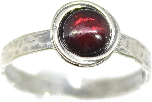 Vista 30 de Anillo de plata de ley con piedras preciosas para mujer, anillo apilable de piedra martillada, anillo de piedra natal