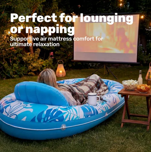 Vista 8 de Sloosh Flotador inflable para piscina, flotador ovalado de 70 x 50 pulgadas para adultos, flotadores de balsa para piscina, tumbona personal