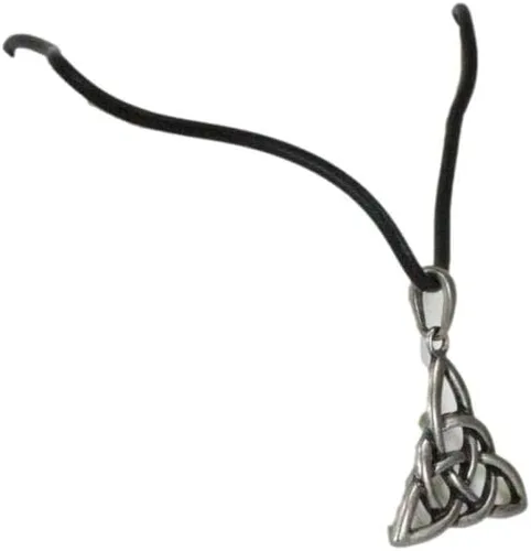 Vista 5 de Ebros Gift Celtic Trinity Triune Knotwork Triquetra Triple Goddess - Colgante de medallón de peltre con cordón de goma para accesorio de moda unisex