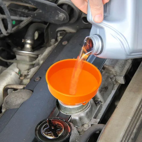 Vista 9 de VICASKY Embudo automotriz en ángulo recto sin derrames multifunción de plástico de cuello largo embudo de aceite de extensión de embudo de coche