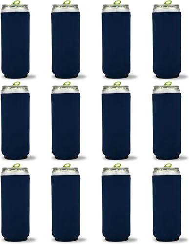 Vista 15 de Kropsis Fundas plegables para enfriar latas delgadas de 12 onzas, tela en blanco, espuma de buceo (negro, 6)