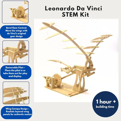 Vista 3 de Pathfinders Leonardo DaVinci, kit para armar ornitóptero de madera.