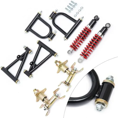 Vista 6 de Conjunto de basculante de suspensión delantera, kit de montaje de brazo de suspensión delantera, basculante superior e inferior, kit de amortiguador