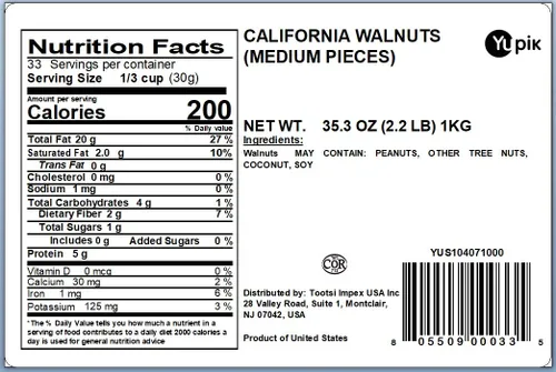 Vista 2 de Yupik Nueces crudas de California, piezas medianas, 2.2 libras (35.2 onzas), Kosher, sin gluten, veganas, nueces picadas, sin sal, sin tostar