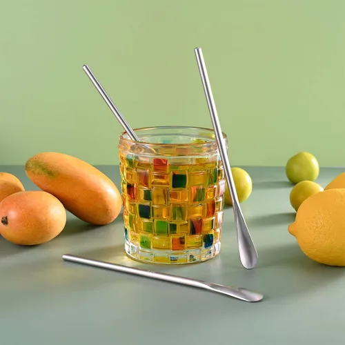 Vista 3 de Paquete de 6 cucharas de acero inoxidable 304 de 6.2 pulgadas de mango largo para agitar y mezclar, herramienta de barra reutilizable para café, té