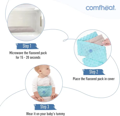 Vista 6 de Alivio de cólicos y gases para recién nacidos y bebés, venda caliente de semillas de lino para el vientre, cinturón de envoltura para bebé