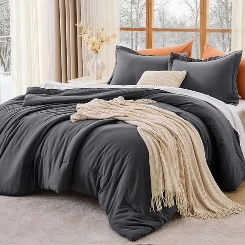 Vista 16 de MUXHOMO Juego de edredón beige tamaño individual/individual XL, ropa de cama alternativa ultrasuave para todas las estaciones. El juego de cama