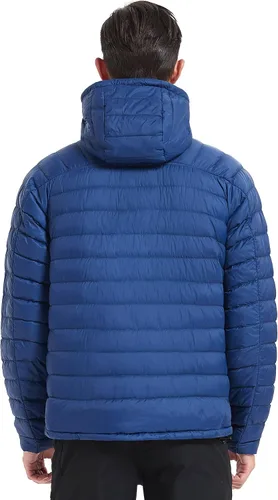 Vista 2 de Chaqueta de plumón para hombre, plegable, ligera, resistente al agua, con capucha