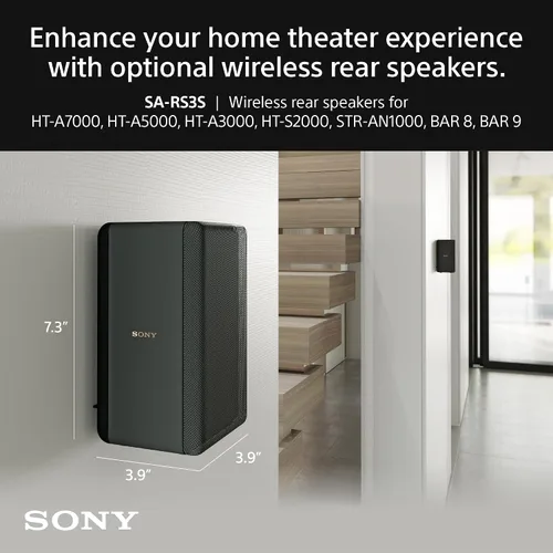 Vista 3 de Sony SA-RS3S - Altavoces traseros inalámbricos para BRAVIA Theater (BAR 8, BAR 9), HT-A7000/A5000/A3000/S2000 y STR-AN1000