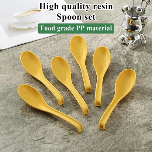 Vista 3 de Kyraton Cucharas de sopa de 24 piezas, cuchara de mesa de plástico reutilizable, cuchara asiática resistente y duradera, hecha de polipropileno