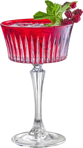 Vista 6 de Barski - Copas de champán de colores - Copa de cóctel rojo rubí, cristalería de Martini con tallo, se puede utilizar para postres, helados - Rojo