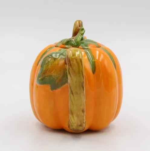 Vista 3 de Tetera de calabaza de cerámica fina, 8 pulgadas de largo