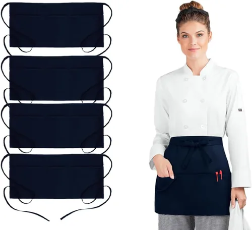 Vista 8 de Avalon Kitchen Server Aprons with 3 Pockets – 100% Polyester Waist Apron, 24x12 Inch Half Apron, Waitress Apron for Servers