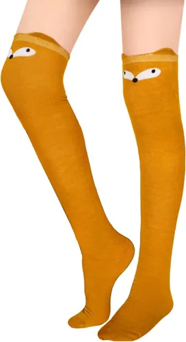 Vista 2 de Benefeet Sox Calcetines altos hasta el muslo para mujeres y niñas, novedosos calcetines largos de Halloween, regalos divertidos y coloridos por
