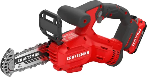 Vista 9 de CRAFTSMAN Sierra de podar, mini motosierra inalámbrica, cadena de 6 pulgadas, motosierra pequeña con batería V20 y cargador incluido (CMCCS320D1)