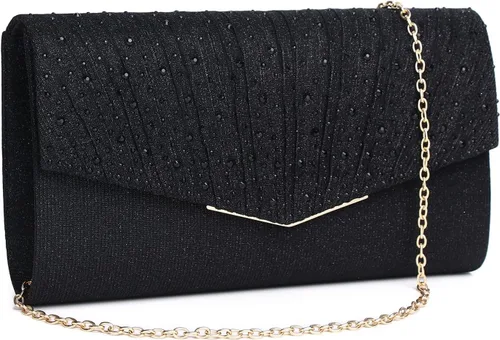Vista 2 de Gurina Bolso de noche para mujer, bolso de mano con diamantes de imitación, lentejuelas con purpurina, bolso cruzado para mujer, fiesta de boda