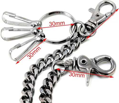 Vista 11 de Double K Basic Strong Strap Biker Trucker Key Jean Wallet Chain (17"/21") SLV/BLK CS146MLT