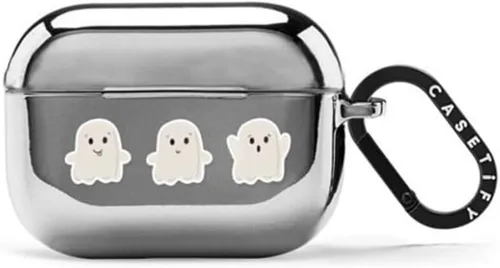 Vista 14 de CASETiFY Funda Mirror Airpods Pro (2.ª generación) con anillo, color negro Kingsnake