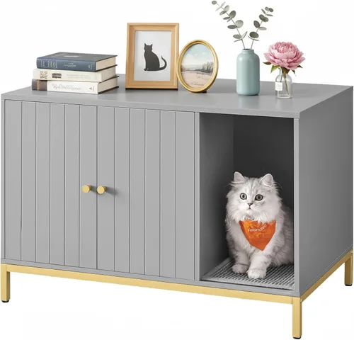 Vista 10 de Feandrea UPCL007B01 - Armario con caja de arena oculta para gatos, mueble moderno de caja de arena con tapete para rascar, patas altas, casa