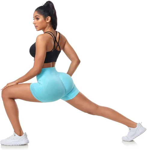 Vista 8 de WANAYOU Pantalones cortos de entrenamiento para mujer con levantamiento de glúteos, cintura alta, sin costuras, fruncidos, pantalones cortos