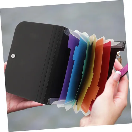 Vista 5 de Carpeta A6 de recibos, mini monedero, organizador de escritorio, organizador de archivos pequeños, carpeta de archivos para el hogar, organizador