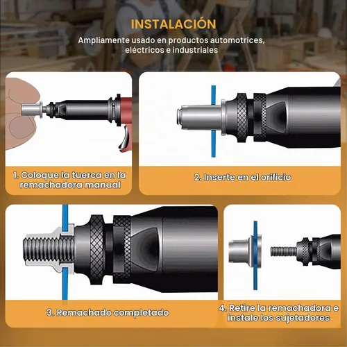 Vista 4 de Surtido de tuercas remachables SAE, VIGRUE 185 piezas #8-32#10-24 1/4"-20 5/16"-18 3/8"-16 304 Tuercas de inserción roscadas de acero inoxidable