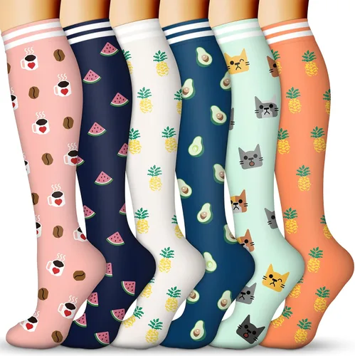 Vista 33 de Calcetines de compresión para mujeres y hombres 15-20 mmHg, mejores para uso médico, enfermería, para correr, atletismo, varices, viajes