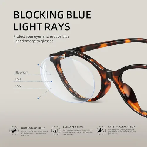 Vista 7 de Gafas de luz azul para mujer - Gafas de bloqueo de luz azul con marco ovalado pequeño de moda para juegos/computadora