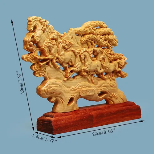 Vista 2 de Adornos de estatua de ocho caballos, decoración de oficina en casa, estilo chino, arte asiático, escultura de caballo al éxito, decoración de Feng