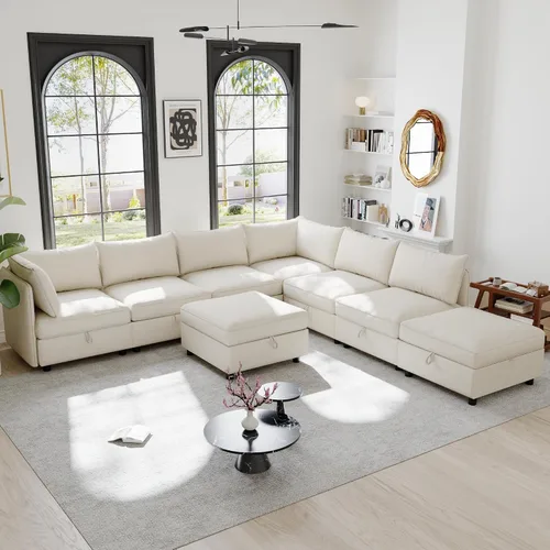 Vista 9 de ERYE Sofá modular de 68 pulgadas con asiento profundo, sofá modular de almacenamiento con respaldo y reposabrazos de combinación gratuita, sofá