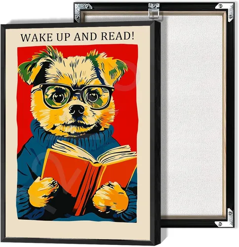Vista 17 de Póster vintage de gato y libro, arte de pared inspirador, arte de lectura clásico para amantes de los libros, pintura para sala de estar, oficina