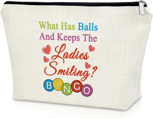 Vista 10 de Sazuwu Bolsa de maquillaje para juegos de bingo, regalos para amantes del bingo, bolsa de cosméticos, bolsa de juegos de azar de la suerte de casino