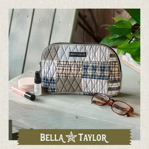 Vista 2 de Bella Taylor Bolsa de maquillaje de algodón acolchada grande para mujeres, bolsa de cosméticos de viaje