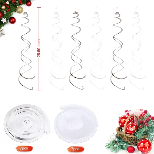 Vista 3 de Decoración de remolino colgante de copo de nieve de Navidad de 42 quilates, serpentinas de plástico para decoración colgante de techo, guirnalda