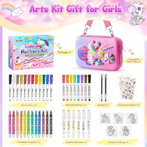 Vista 6 de CGBOOM Juego de marcadores perfumados con bonito estuche para niños, 40 marcadores de pintura como suministros de arte y regalo de creatividad