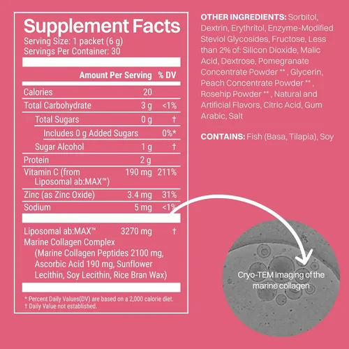 Vista 2 de Haroutine Paquetes de colágeno marino liposomal y vitamina C en polvo
