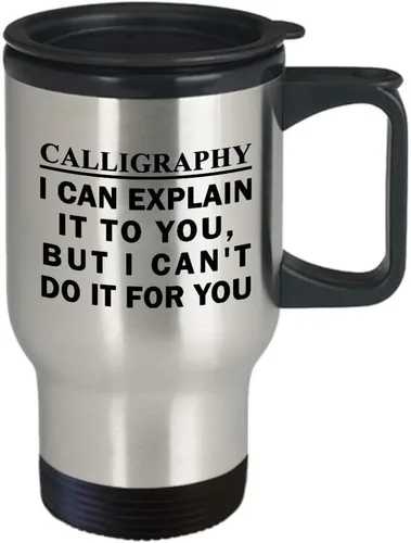 Vista 2 de Gifts for Calligraphy Lover Travel Mug Insulated Coffee Tumbler - Calligrapher Writing Lettering Visual Art Design Artist Hobby Passion Hobbyist