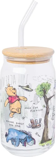 Vista 11 de Silver Buffalo Disney Alice in Wonderland Tarro de vidrio con tapa de bambú y pajita de vidrio, 16 onzas