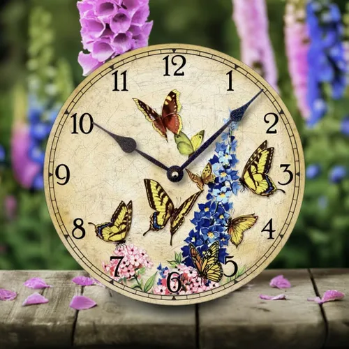 Vista 2 de Artículo C9010 Shabby Victorian Cottage Style 10.5 Inch Butterflies Clock