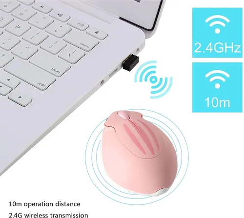 Vista 7 de Ratón inalámbrico con forma de hámster con forma de hámster, portátil de 1200 DPI USB inalámbrico para PC, Mac, computadora portátil, regalo
