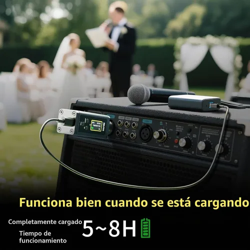 Vista 6 de Transmisor y receptor UHF inalámbrico XLR, rango de 150 pies, adaptador de micrófono inalámbrico enchufable para micrófono dinámico y condensador
