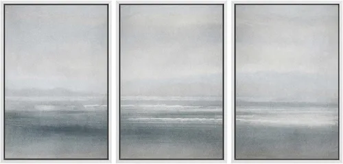 Vista 109 de SIGNWIN Lienzo enmarcado para pared, juego de arte abstracto de serenidad costera, ilustraciones abstractas junto al mar, arte moderno, decorativo