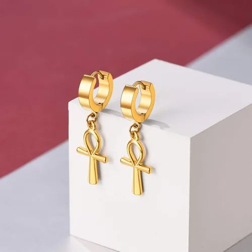 Vista 8 de FaithHeart Womens Gold Hoop Earrings Stainless Steel Huggie Hoop Earrings for Women Lightweight Drop Dangle Earrings with Gift Box