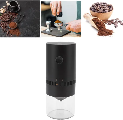 Vista 5 de Topyond Molinillo de café eléctrico, molinillo de granos de café, molinillo negro de carga USB, para el hogar, cocina, café, grano, especias