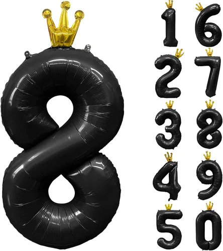 Vista 298 de Globos gigantes de helio de aluminio de 40 pulgadas, color negro, globos digitales grandes del número 0 para decoración de fiesta de cumpleaños