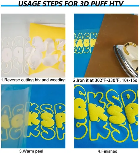 Vista 4 de Vinilo de transferencia de calor, 12 pulgadas x 5 pies, vinilo amarillo 3D para planchar en camiseta, compatible con todas las máquinas cortadoras