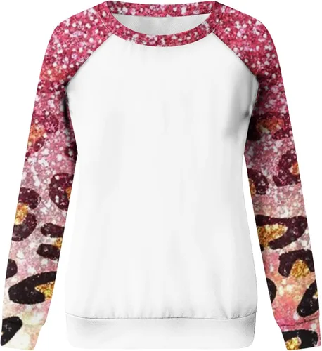 Vista 3 de Blczomt Womens Sweatshirts Round Neck Casual Patchwork Fall Fashion Outfits Long Sleeve Comfy Trendy Raglan Pullover Tops