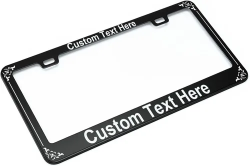 Vista 6 de Marco de placa personalizado de metal, soporte de placa de aluminio inoxidable para la parte delantera o trasera, accesorios exteriores para Negro