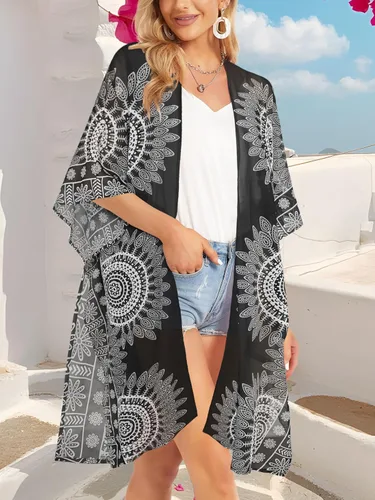 Vista 8 de CHICGAL - Kimono para mujer, salidas de baño para verano, de playa, informales, holgadas, cárdigan suelto para usar encima del traje de baño